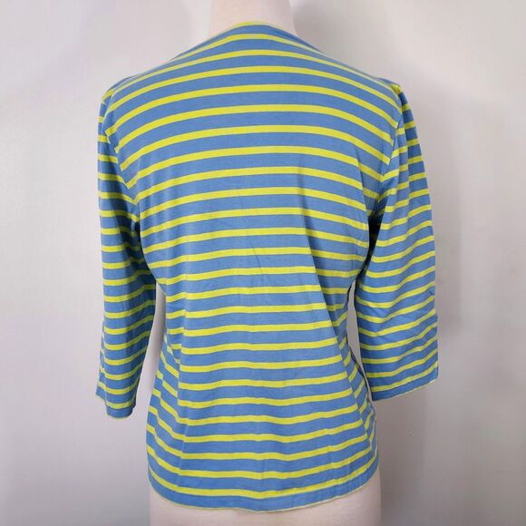 SAINT JAMES L'ATELIER Womens Size 10 Blue Yellow Nautical Striped Cotton Top - Picture 7 of 13